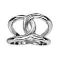 Bague en argent rhodi&eacute; massif 2 anneaux emmaill&eacute;s