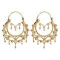 Cr&eacute;oles ethniques en plaqu&eacute; or orn&eacute;es de cristal synth&eacute;tique blanc avec motif &eacute;toiles et pampilles - diam&egrave;tre anneaux 33mm