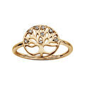 Bague en plaqu&eacute; or rond avec motif arbre de vie d&eacute;coup&eacute; et orn&eacute; d'oxydes blancs