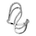 Bagues sur Artemare : Bague en argent rhodi&eacute; double S dont 1 en oxydes blancs sertis