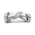 Bague en argent rhodi&eacute; 2 brins nou&eacute;s avec noeud en oxydes blancs sertis