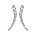 Boucles d'oreilles en argent rhodi&eacute; en forme de virgule orn&eacute;e d'oxydes blancs sertis et fermoir poussette Artemare
