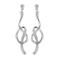 Boucles d'oreille sur Artemare : Boucles d'oreilles pendantes en argent rhodi&eacute; noeud avec parties orn&eacute;es d'oxydes blancs sertis et fermoir poussette