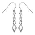 Boucles d'oreille sur Artemare : Boucles d'oreilles pendantes en argent rhodi&eacute; torsade lache orn&eacute;e d'oxydes blancs sertis et fermoir crochet