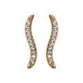 Boucles d'oreilles en plaqu&eacute; or vague en oxydes blancs et fermoir poussette