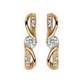 Boucles d'oreille sur Artemare : Cr&eacute;oles en plaqu&eacute; or 1 brin lisse et 1 rail d'oxydes crois&eacute;s avec 1 oxydes blancs sertis au milieu et fermoir poussette