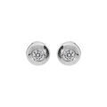 Boucles d'oreilles en argent rhodi&eacute; oxyde blanc serti clos et fermoir poussette