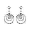 Boucles d'oreilles pendantes en argent rhodi&eacute; anneaux suspendus avec oxyde blanc et fermoir poussette Artemare