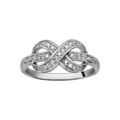 Bague en argent rhodi&eacute; forme infini en oxydes blancs sertis sur rail d'oxydes blancs Artemare