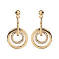 Boucles d'oreille sur Artemare : Boucles d'oreilles pendantes en plaqu&eacute; or anneaux lisses avec oxydes blancs et fermoir poussette