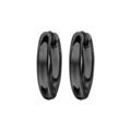 Boucles d'oreille sur Artemare : Cr&eacute;oles en acier et PVD noir articul&eacute;es fil rond 3mm et diam&egrave;tre ext 15 mm