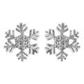 Boucles d'oreilles en argent rhodi&eacute; flocon de neige avec coeur orn&eacute; d'oxydes blancs sertis et fermoir poussette Artemare