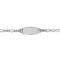 Gourmette pour b&eacute;b&eacute; en argent rhodi&eacute; maille 1+3 avec plaque ovale - longueur 13cm + 2cm de rallonge