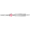 Gourmette pour b&eacute;b&eacute; en argent rhodi&eacute; maille 1+3 avec &eacute;toile rose sur la cha&icirc;ne - longueur 13cm + 2cm de rallonge