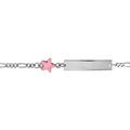 Gourmette pour b&eacute;b&eacute; en argent rhodi&eacute; maille 1+3 avec &eacute;toile rose sur la cha&icirc;ne - longueur 13cm + 2cm de rallonge Artemare