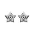Boucles d'oreilles en acier &eacute;toile lisse avec oxyde blanc au centre et fermoir poussette Artemare