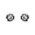 Boucles d'oreille sur Artemare : Boucles d'oreilles en acier oxyde rond blanc serti clos petit mod&egrave;le et fermoir poussette