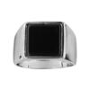 Chevali&egrave;re en argent rhodi&eacute; plateau carr&eacute; en onyx v&eacute;ritable