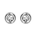 Boucles d'oreilles en acier oxyde rond blanc serti clos avec bord &eacute;pais et fermoir poussette Artemare