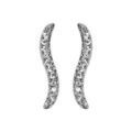 Boucles d'oreilles en argent rhodi&eacute; vague en oxydes blancs et fermoir poussette Artemare
