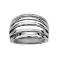 Bague en acier 5 anneaux espac&eacute;s brillants