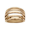 Bagues sur Artemare : Bague en acier PVD jaune 5 anneaux espac&eacute;s brillants