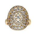 Bague en plaqu&eacute; or rond ajour&eacute; avec oxydes blancs sertis