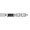 Bracelets sur Artemare : Bracelet junior en acier et PVD noir alternance de maillons lisses et maillons noirs avec gravure m&eacute;andres grecs intercal&eacute;s de 2 barrettes grises - largeur 7mm et longueur 16cm + 1cm r&eacute;glable par double fermoir