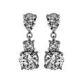Boucles d'oreille sur Artemare : Boucles d'oreilles pendantes en argent rhodi&eacute; oxyde blanc en forme de goutte avec oxyde suspendu et fermoir poussette