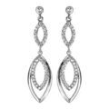 Boucles d'oreille sur Artemare : Boucles d'oreilles pendantes en argent rhodi&eacute; gouttes &eacute;vid&eacute;es en cascade avec oxydes blancs sertis suspendues et fermoir poussette