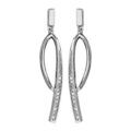Boucles d'oreille sur Artemare : Boucles d'oreilles pendantes en argent rhodi&eacute; demi boucle avec oxydes blancs sertis et fermoir poussette