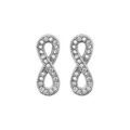 Boucles d'oreilles en argent rhodi&eacute; motif infini en rail d'oxydes blancs sertis et fermoir poussette Artemare