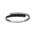 Bagues sur Artemare : Bague en argent rhodi&eacute; avec b&acirc;tons en oxydes blancs et noirs sertis