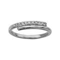 Bague en argent rhodi&eacute; avec b&acirc;tons lisse et en oxydes blancs sertis Artemare