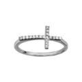 Bague en argent rhodi&eacute; avec croix en oxydes blancs sertis Artemare