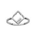 Bague en argent rhodi&eacute; avec carr&eacute; ajour&eacute; et oxydes blancs sertis Artemare