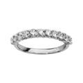 Bague en argent rhodi&eacute; avec demi-rail de 11 oxydes blancs sertis Artemare