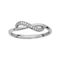 Bague en argent rhodi&eacute; forme infini abstrait avec oxydes blancs sertis Artemare