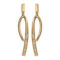 Boucles d'oreille sur Artemare : Boucles d'oreilles pendantes en plaqu&eacute; or boucle avec oxydes blancs sertis et fermoir poussette