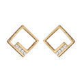Boucles d'oreille sur Artemare : Boucles d'oreilles en plaqu&eacute; or carr&eacute; ajour&eacute; et oxydes blancs sertis et fermoir poussette