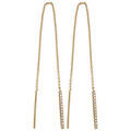 Boucles d'oreilles passantes en plaqu&eacute; or cha&icirc;nette avec 1 b&acirc;ton orn&eacute; d'oxydes blancs sertis &agrave; 1 extr&eacute;mit&eacute; et 1 baguette lisse &agrave; l'autre Artemare