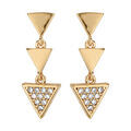 Boucles d'oreille sur Artemare : Boucles d'oreilles pendantes en plaqu&eacute; or 3 triangles suspendus dont 1 pav&eacute; d'oxydes blancs sertis et fermoir poussette