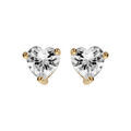 Boucles d'oreille sur Artemare : Boucles d'oreilles en plaqu&eacute; or c?ur en oxyde blanc avec 3 griffes et fermoir poussette