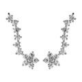 Boucles d'oreille sur Artemare : Boucles d'oreilles "ear cuff" en argent rhodi&eacute; fleur et tige en oxydes blancs sertis
