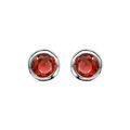 Boucles d'oreille sur Artemare : Boucles d'oreilles en argent rhodi&eacute; oxyde rouge serti clos et fermoir poussette