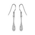 Boucles d'oreille sur Artemare : Boucles d'oreilles pendantes en argent rhodi&eacute; massue avec base lisse et arrondi pav&eacute; d'oxydes blancs sertis et fermoir crochet