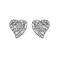 Boucles d'oreille sur Artemare : Boucles d'oreilles en argent rhodi&eacute; coeur pav&eacute; d'oxydes blancs sertis et fermoir poussette