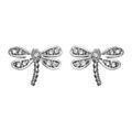 Boucles d'oreille sur Artemare : Boucles d'oreilles en argent rhodi&eacute; libellule en oxydes blancs sertis et fermoir poussette