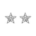 Boucles d'oreille sur Artemare : Boucles d'oreilles en argent rhodi&eacute; &eacute;toile pav&eacute;e d'oxydes blancs sertis et fermoir poussette