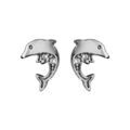 Boucles d'oreilles en argent rhodi&eacute; dauphin avec 1 moiti&eacute; lisse et l'autre orn&eacute;e d'oxydes blancs et fermoir poussette Artemare